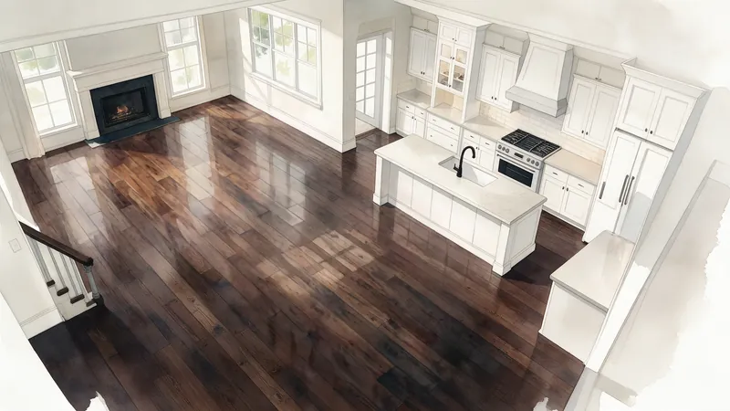 The empty old home, swept clean with polished floors